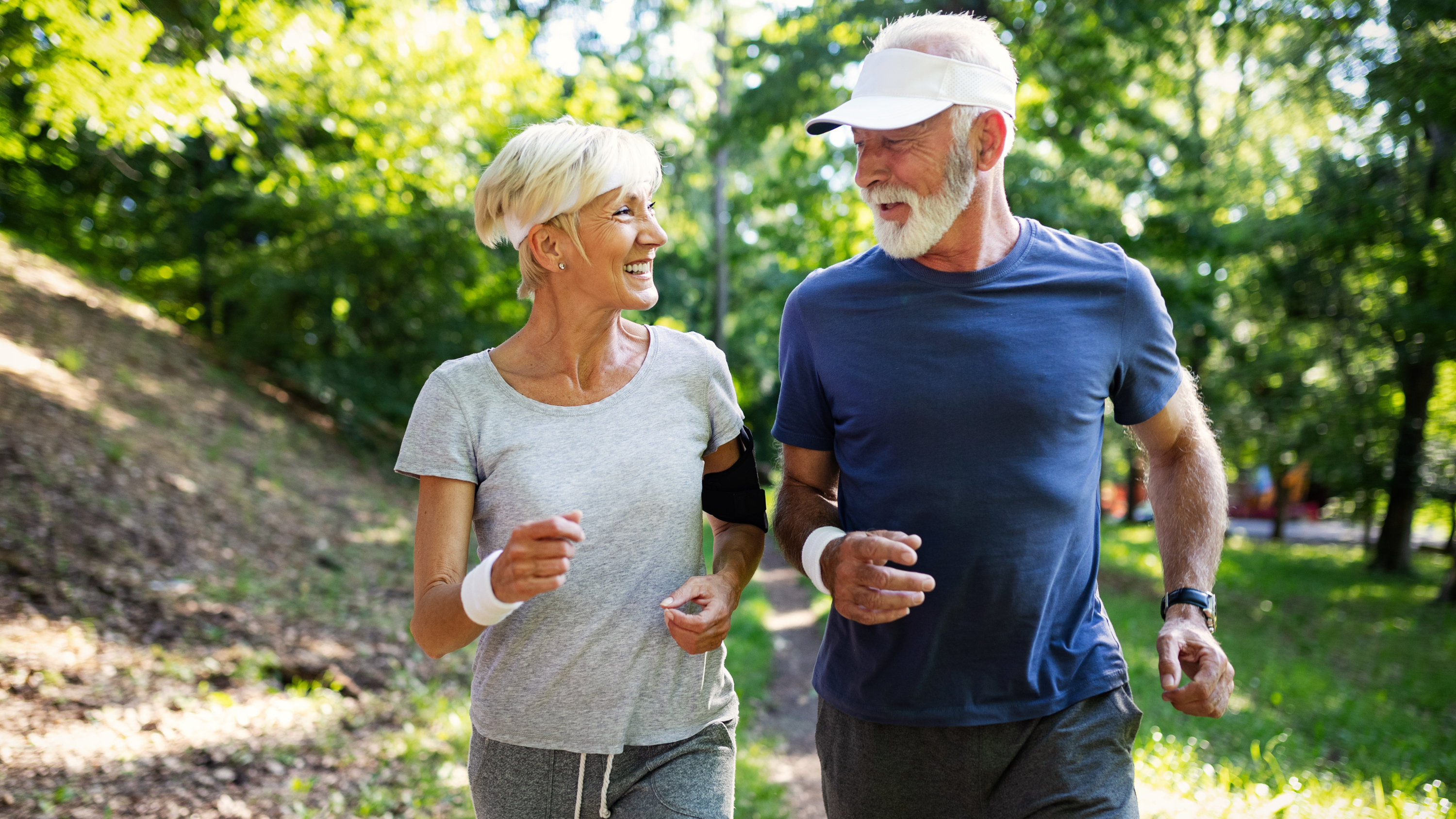 a senior pair running together