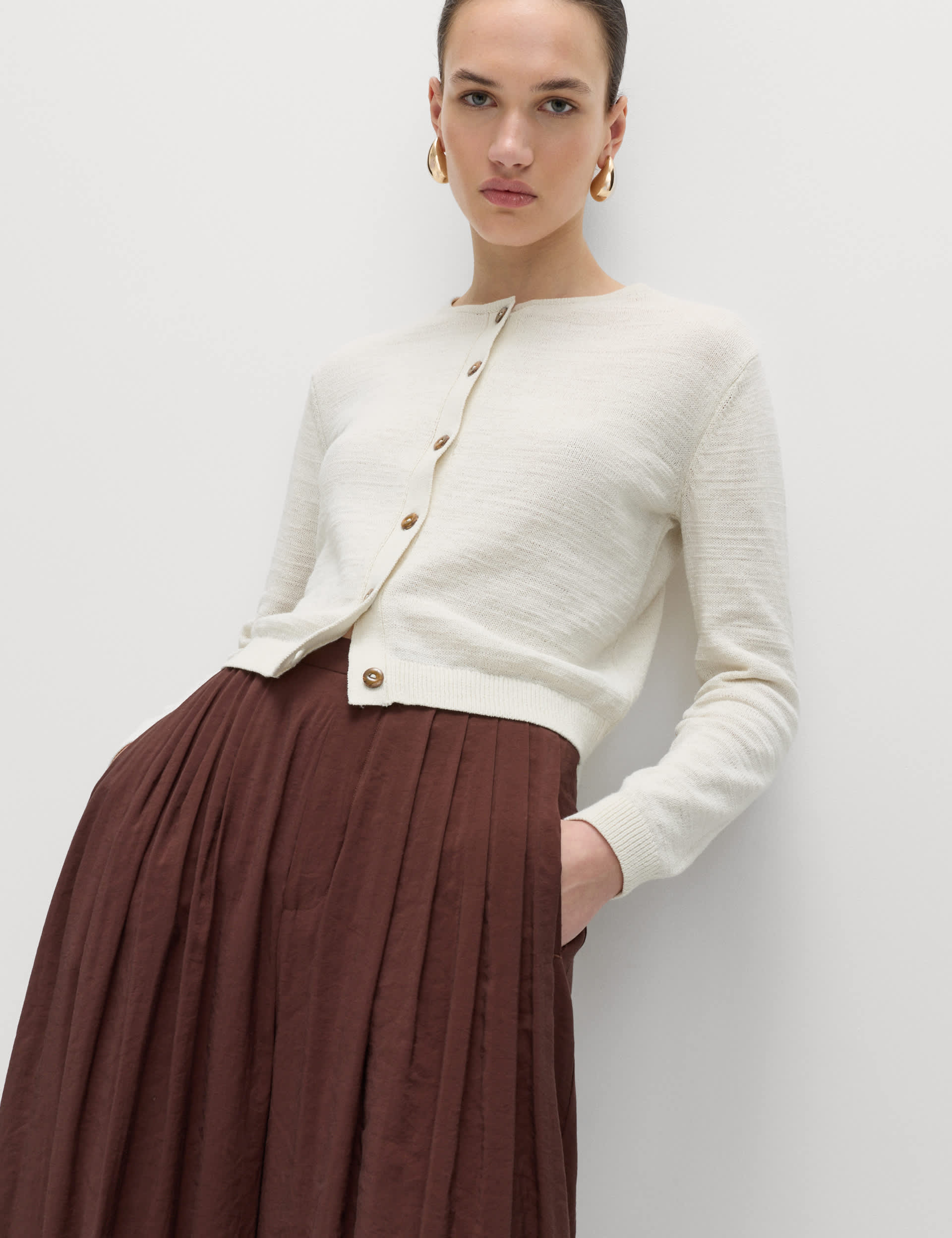 Cotton Rich Button Through Cropped Cardigan
