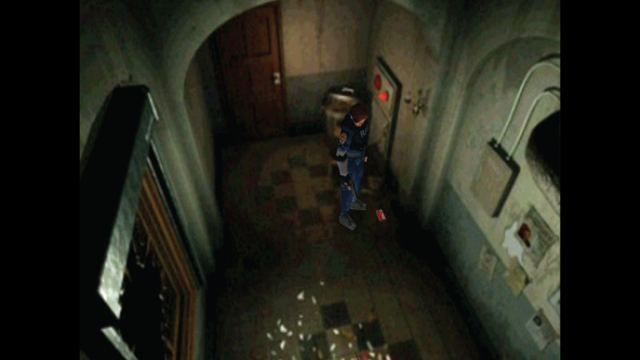 Leon Kennedy explores a hallway in Resident Evil 2's Randomizer Mode