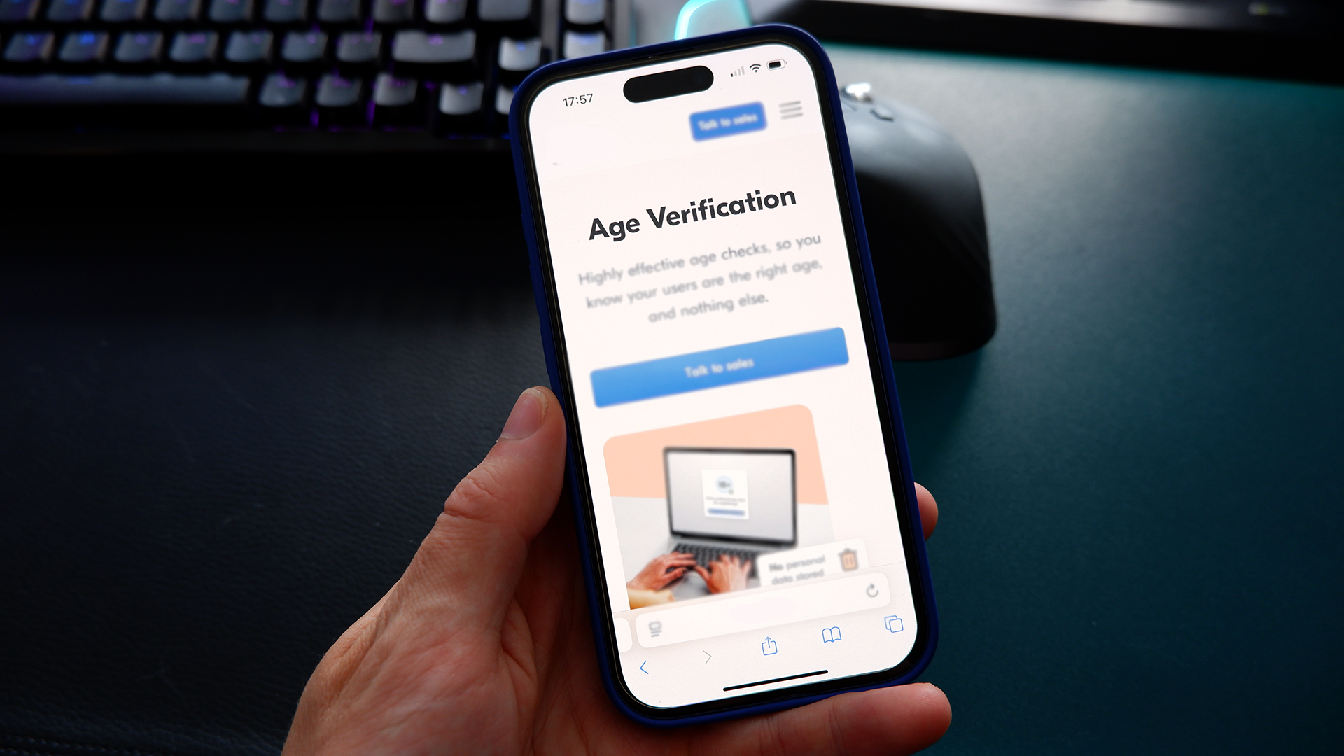 The word age verification on an iPhone.