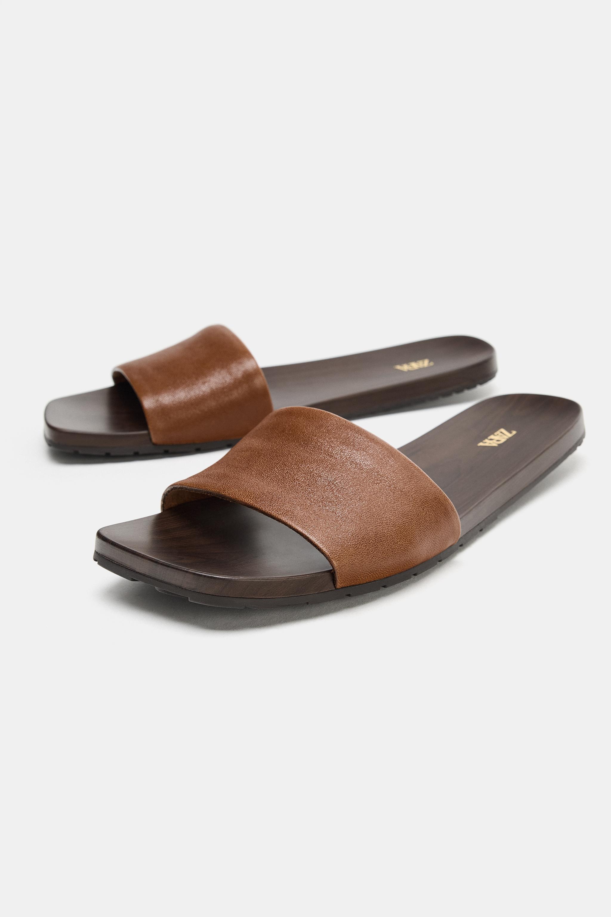 soft leather flat sandals