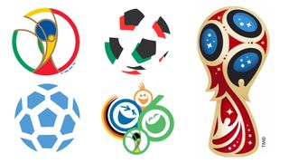 Five of the best world cup logos on a white background