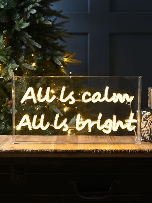 Festive 43cm Lit Warm Neon Flex All Is Calm Sign