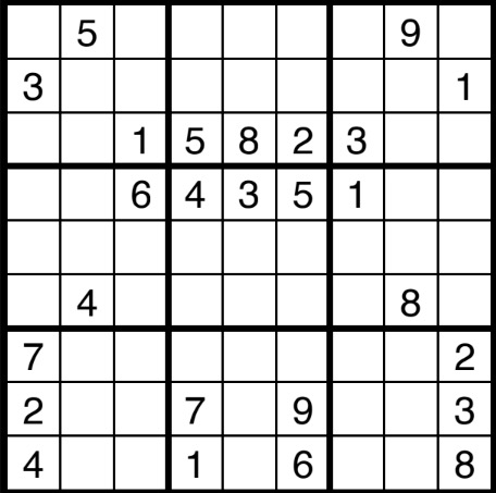 An unsolved sudoku.