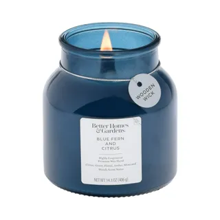 Better Homes & Gardens Blue Fern and Citrus Scented Wooden Wick Candle