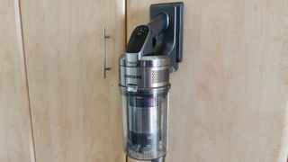 The dust canister on the Samsung Jet 90 Cordless Vacuum