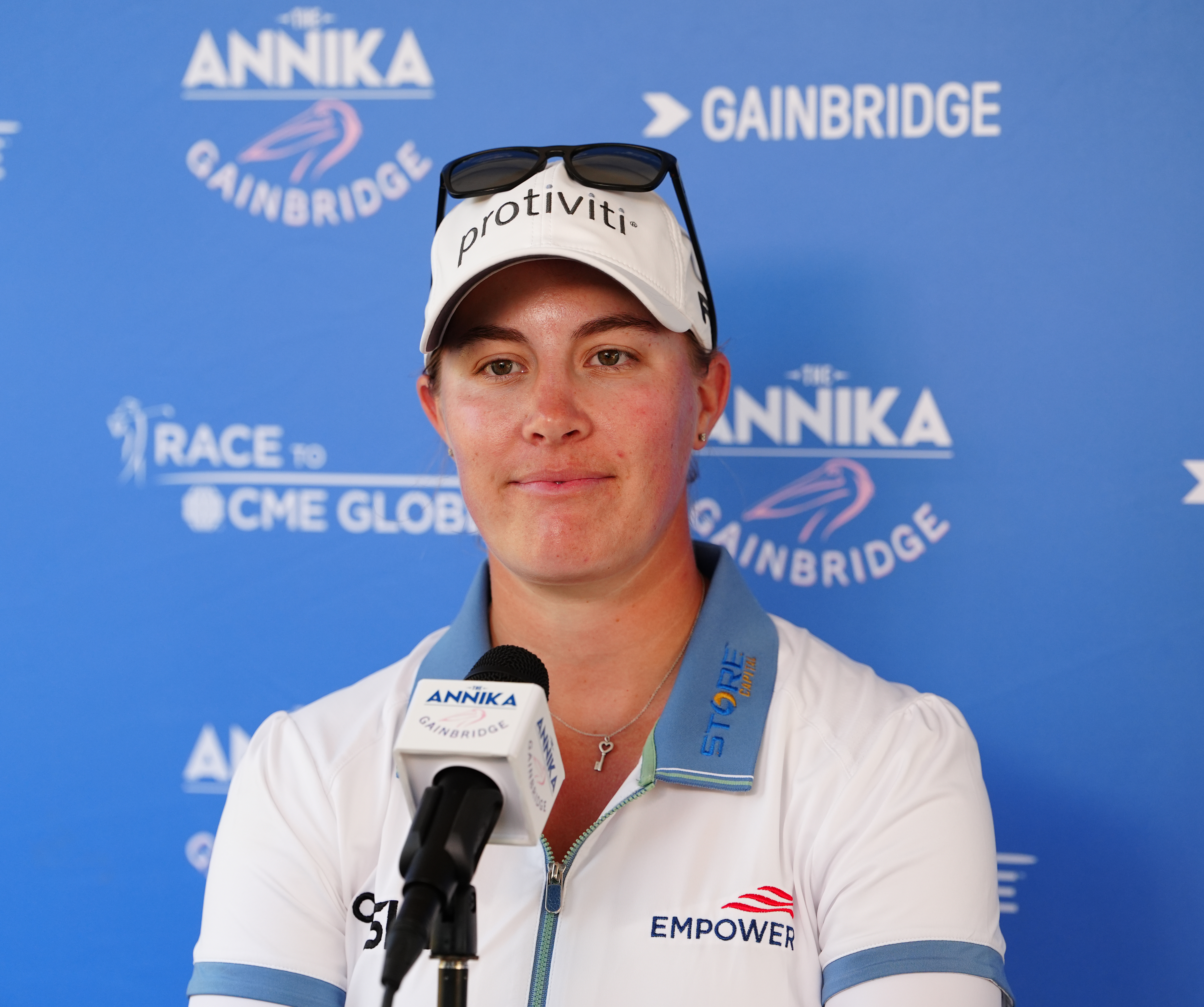 Jennifer Kupcho speaks to the media at The Annika in 2025