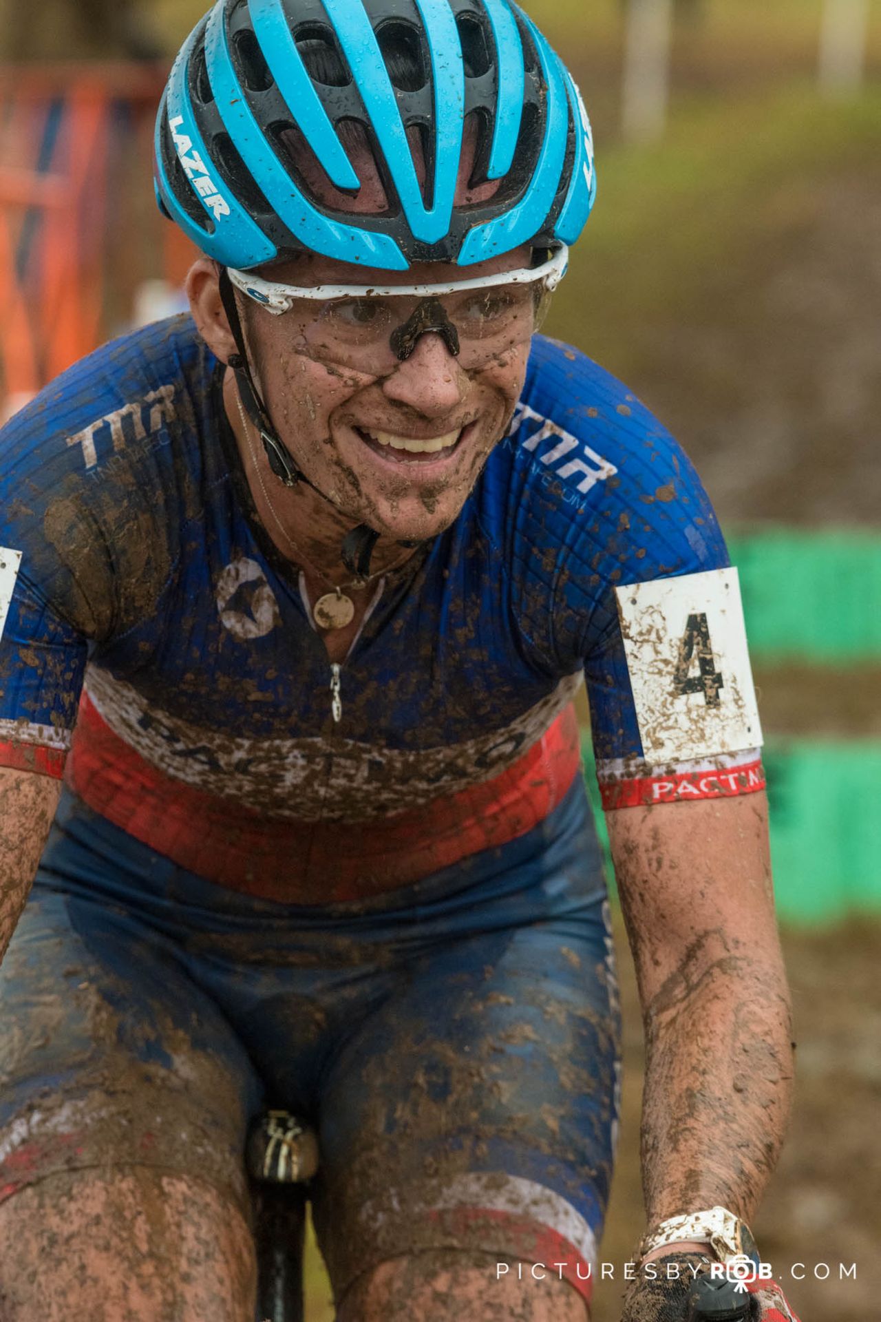 Caroline Mani (Pactimo / Colorado Proud) was all smiles despite the sloppy conditions