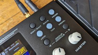 Close up of the buttons on the NUX MG-300