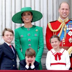 The Wales family stands on the balcony of Buckingham Palace to watching the annual Trooping the Colour parade