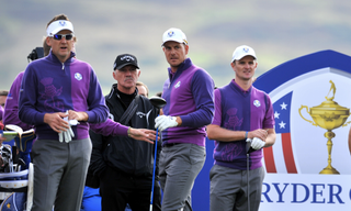 Justin Rose, Henrik Stenson and Ian Poulter at the 2014 Ryder Cup