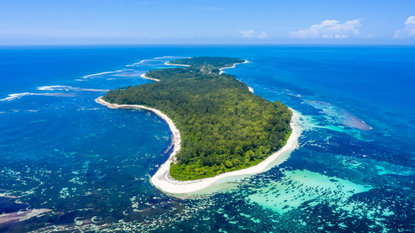 Aerial view of Four Seasons Desroches Island.