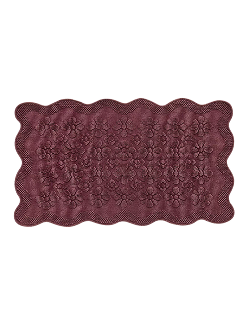 Benni Hand-Woven Floral Wavy Border Bath Mat