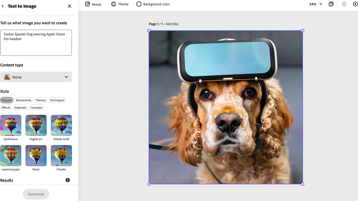 Adobe FireFly AI Express of Cocker Spaniel