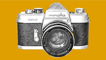 Line drawing of Minolta SR-2 SLR camera