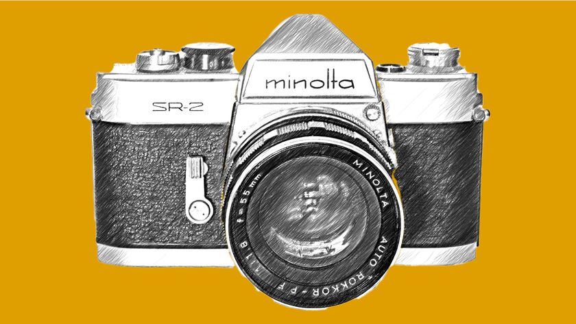 Line drawing of Minolta SR-2 SLR camera