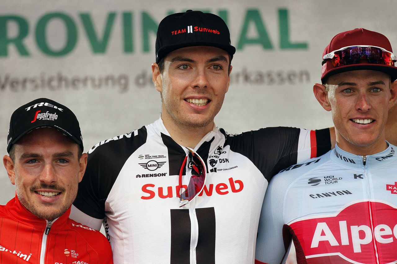 Max Walscheid (Sunweb) with John Degenkolb and Nils Politt on the podium