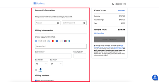 screenshot of bluehost checkout process