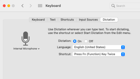 dictation on mac air