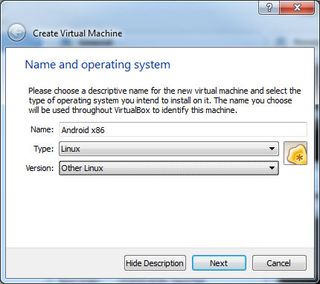 Enter Android x86 in the VirtualBox Emulator