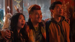 Awkwafina, Ronny Chieng and Simu Liu in Shang-Chi and the Legend of the Ten Rings