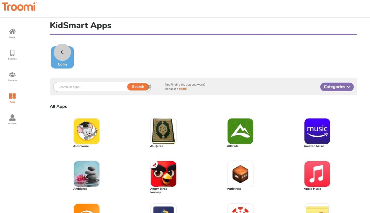 Troomi Parent Poral screenshot
