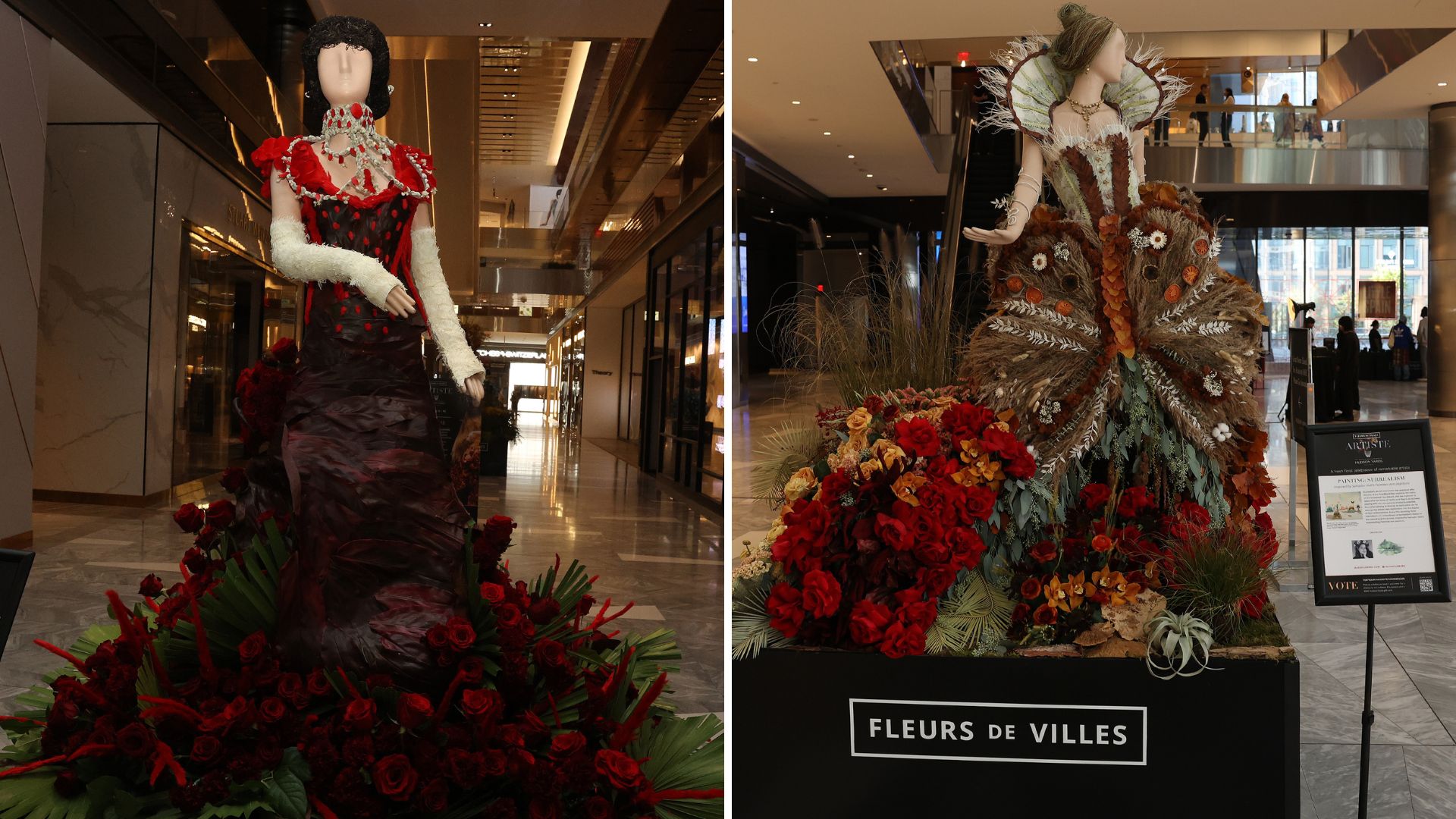 A comp image of two Fleurs de Villes installations, 2024