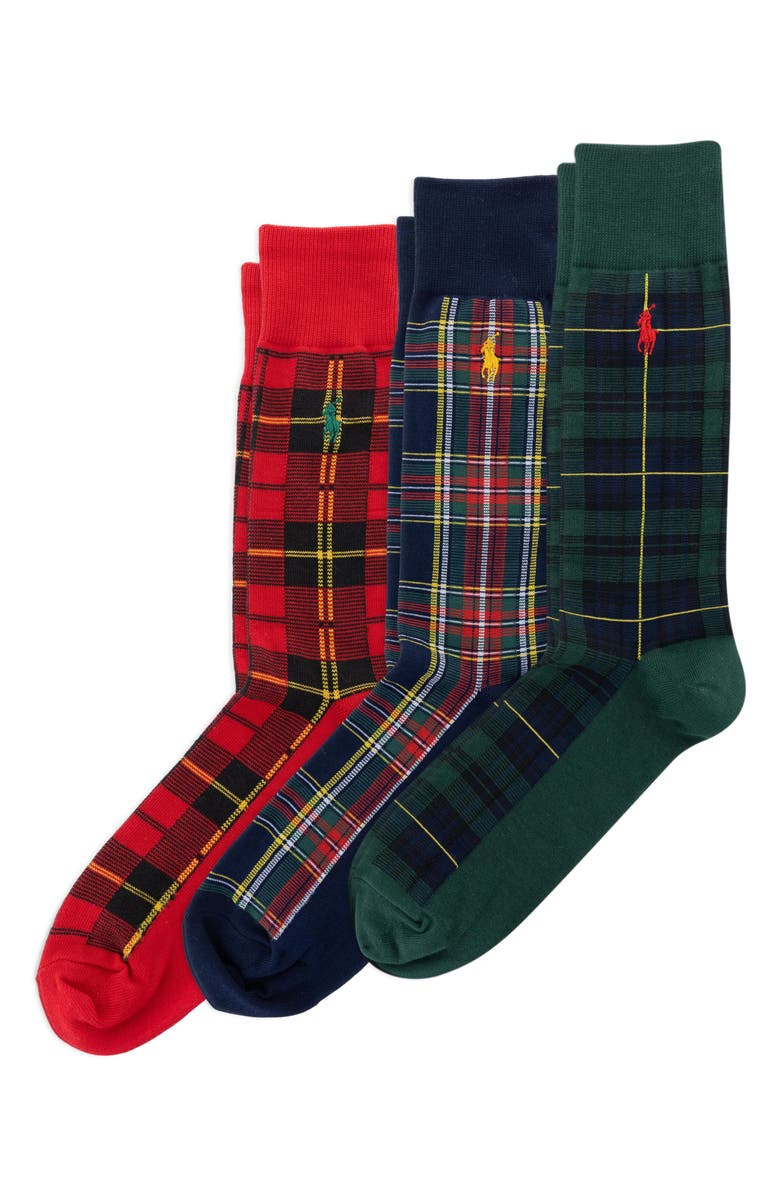 Assorted 3-Pack Tartan Crew Socks Gift Box