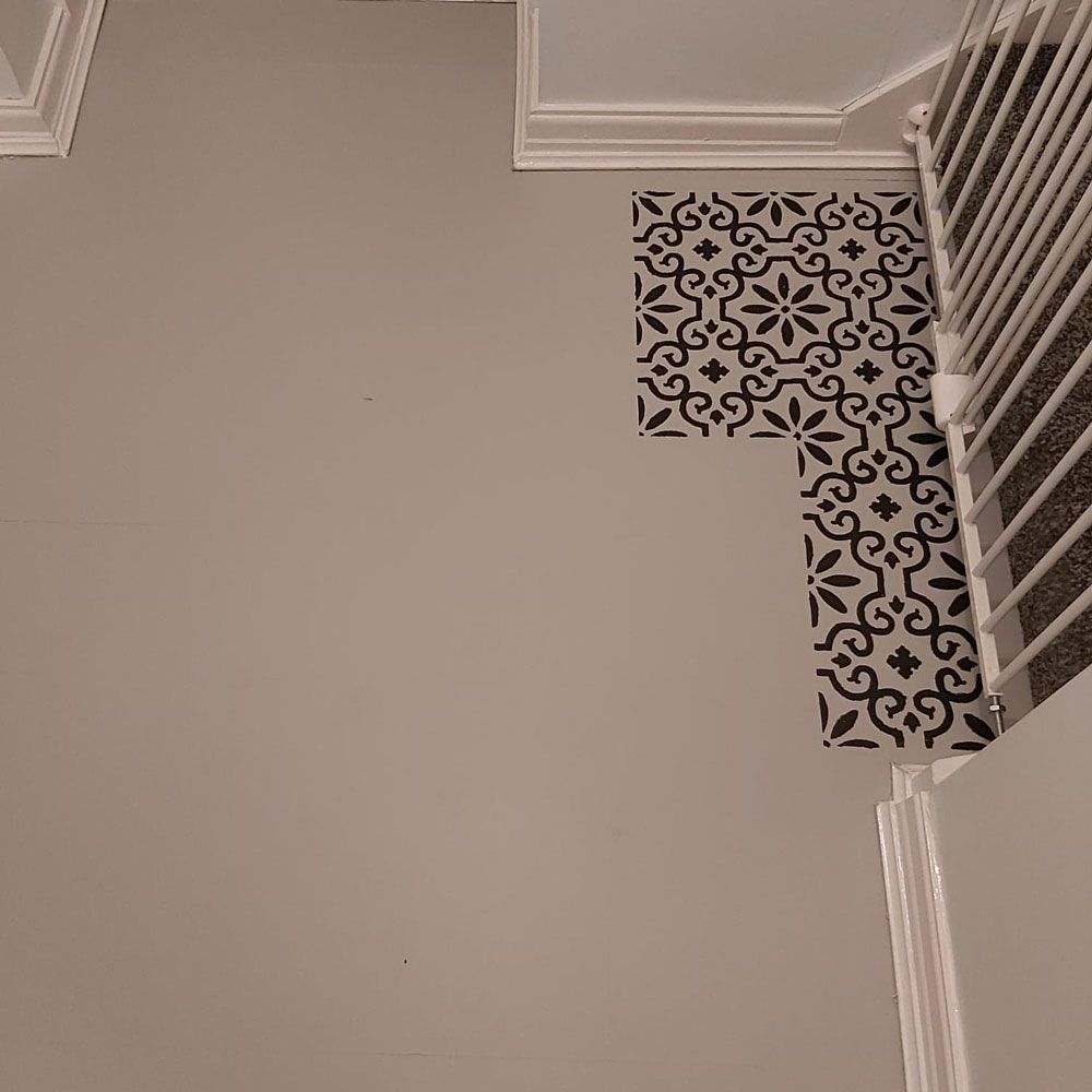 Homeowner transforms floor with Frenchic paint it looks like tiles
