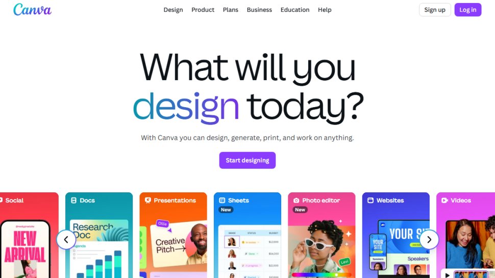 Website screenshot of Canva (August, 2025)