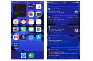 How to access Notification Center: From the bezel above the screen, swipe your finger down