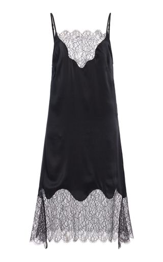 Exclusive Stevie Lace-Trimmed Silk Crepe Midi Slip Dress