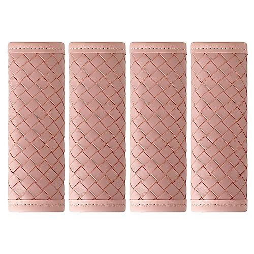 Kevancho Leather Luggage Handle Wraps for Suitcase, 4 Pack Luggage Handle Cover Identifiers Tags Markers for Travel Accessories (pink)