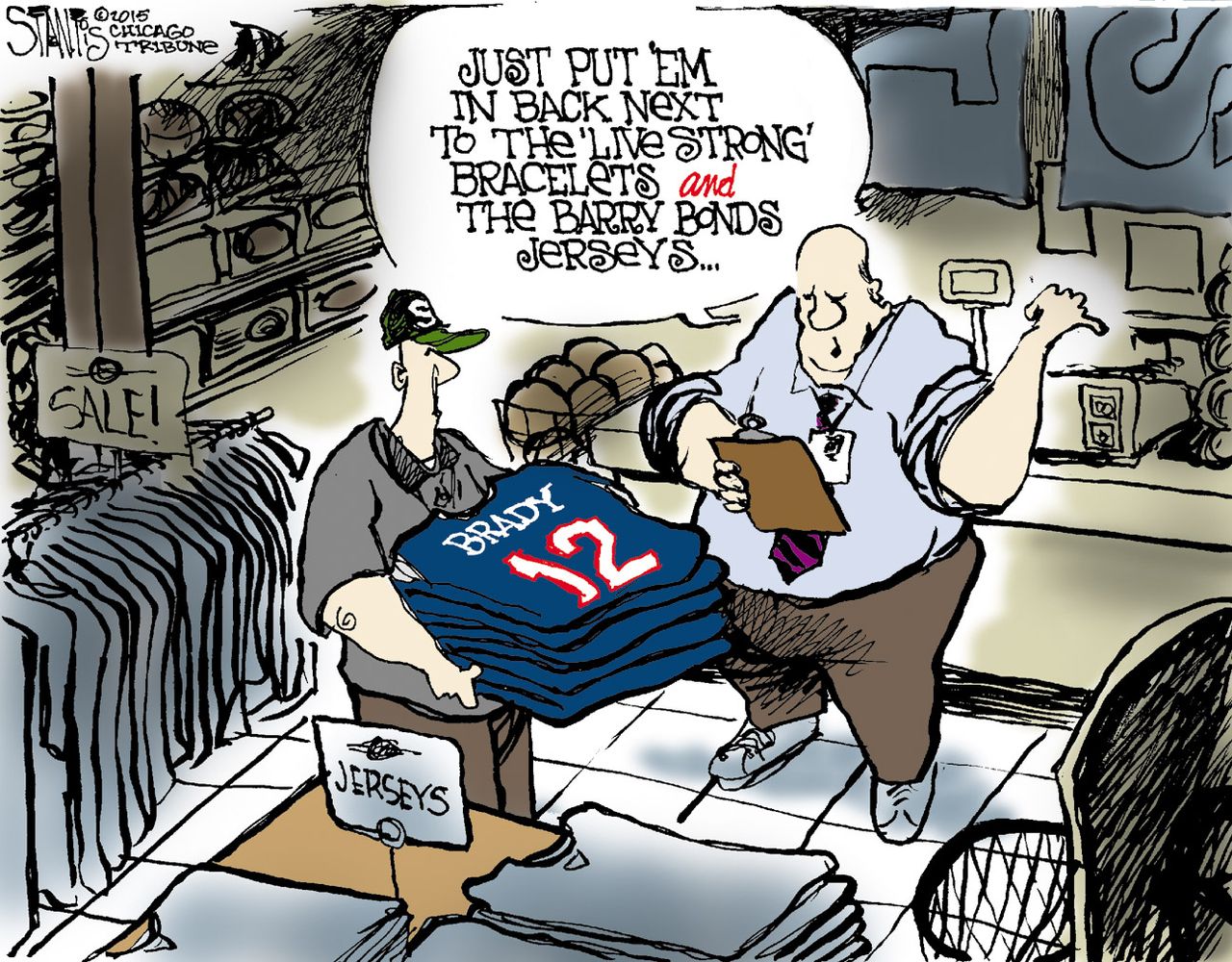 Editorial cartoon U.S. NFL Deflategate