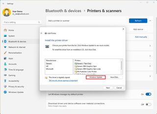 Windows Update download printer drivers