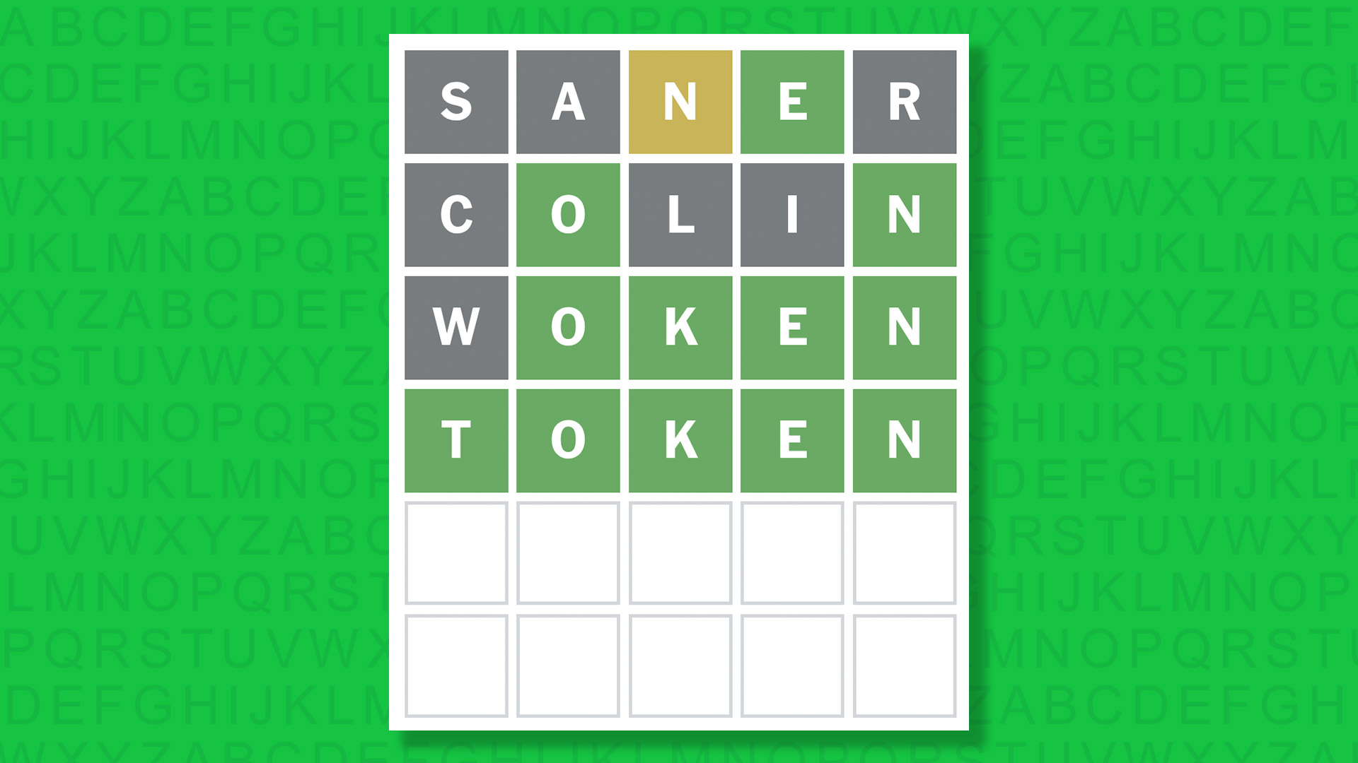 NYT Wordle answer for game 1824 on a green background