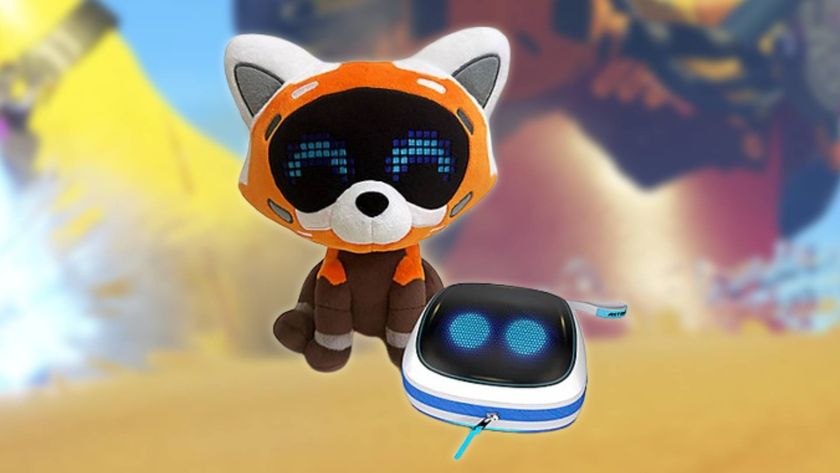 Image of the PowerA and Youtooz case and plush bundle sitting on a blurred Astro Bot screenshot.