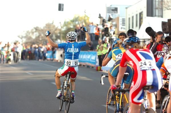 It's a tough sight for her rivals as Giorgia Bronzini celebrates her elite women's victory.