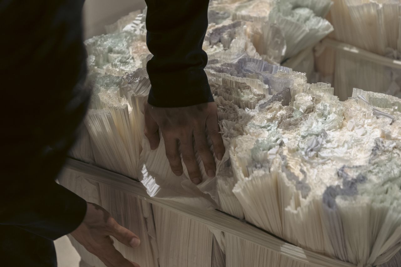 Issey Miyake making process for paper installation for Milan Design Week 2026