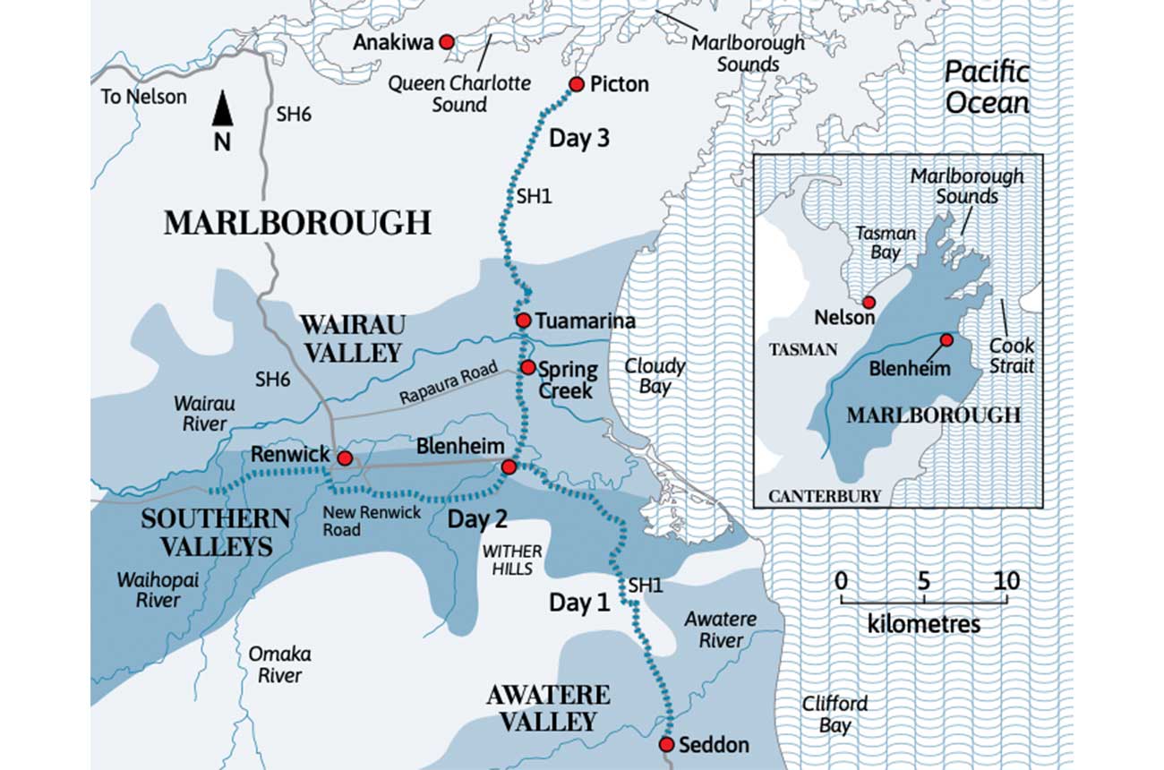 An illustrated map of Marlborough