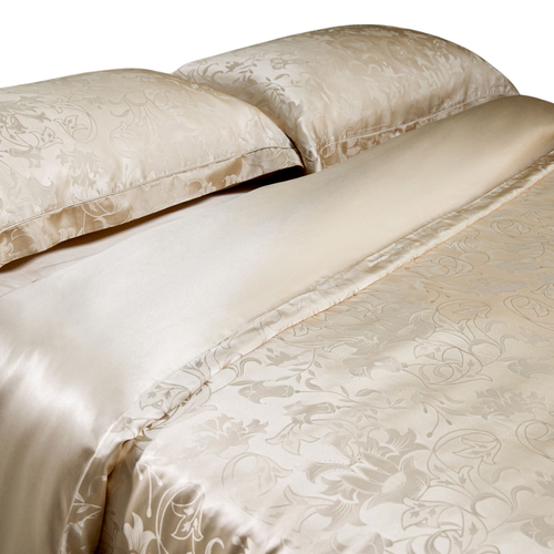 Silk Duvet Cover With Lily Jacquard