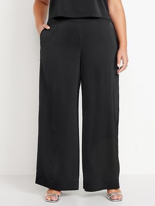 High-Waisted Satin Super Wide-Leg Pants