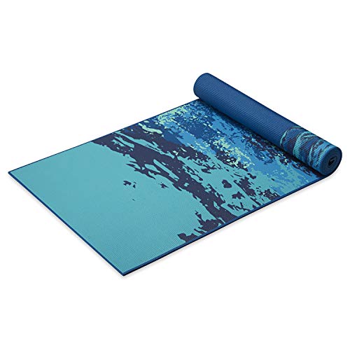 Gaiam Yoga Mat Premium Print Reversible Extra Thick Non Slip Exercise &amp;amp; Fitness Mat for All Types of Yoga, Pilates &amp;amp; Floor Workouts, Peaceful Waters, 6mm