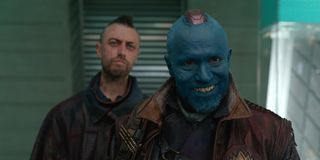 Kraglin stands behind a smiling Yondu in a scene from 'Guardians of the Galaxy Vol. 1'