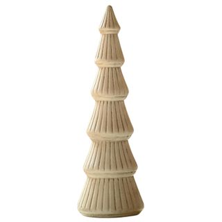 Wondrous' Deco Wooden Christmas Tree Figurine, Tabletop White Tree Figurine, Set of 2 Desk Centerpieces for Christmas Decor