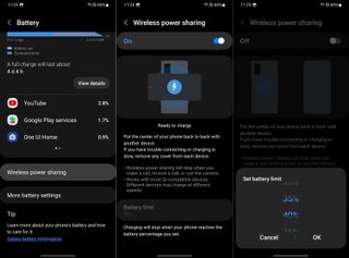Samsung Galaxy how to enable wireless power sharing: Select wireless power sharing, toggle one, (optional) set charging limit