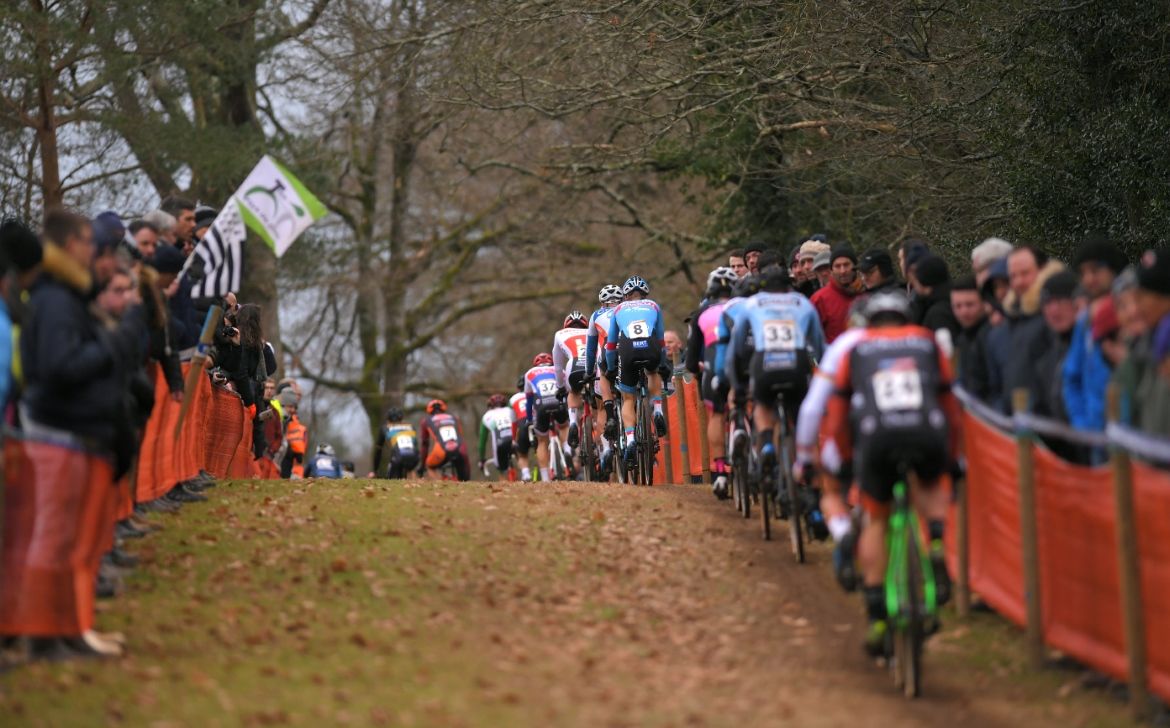 The riders string out