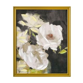 Hand Painted Romantic White Florals Framed Canvas Wall Art