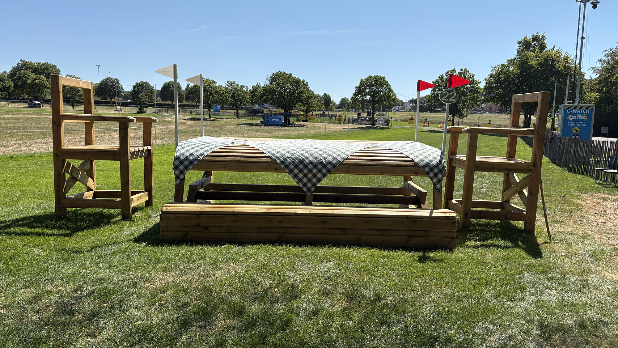 A table fence on the Aachen eventing World Championships cross-country course