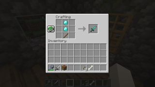 Minecraft crafting menu recipe for a diamond sword